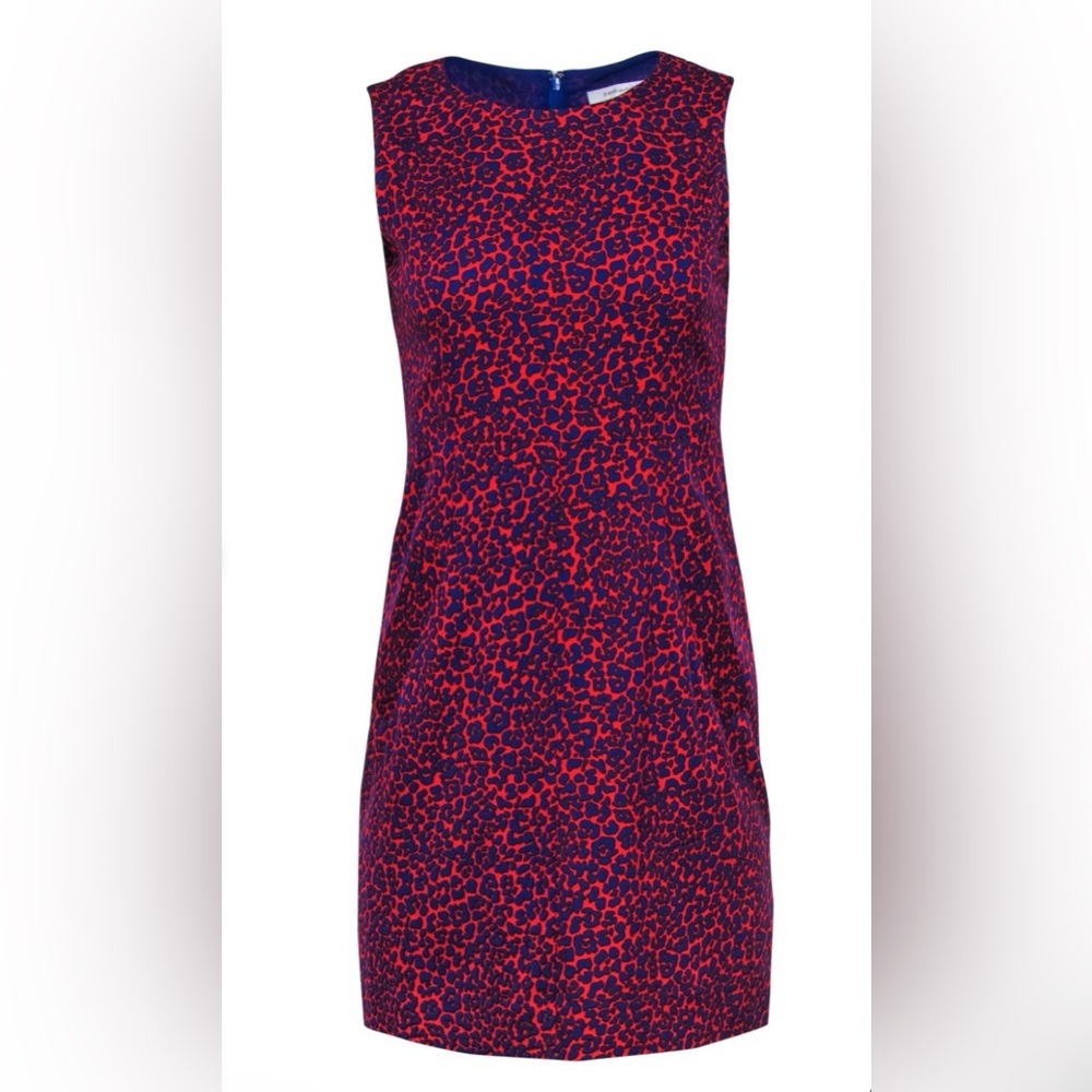 Diane Von Furstenberg - Red & Purple Leopard Capreena Mini Dress - size 8 - NWT